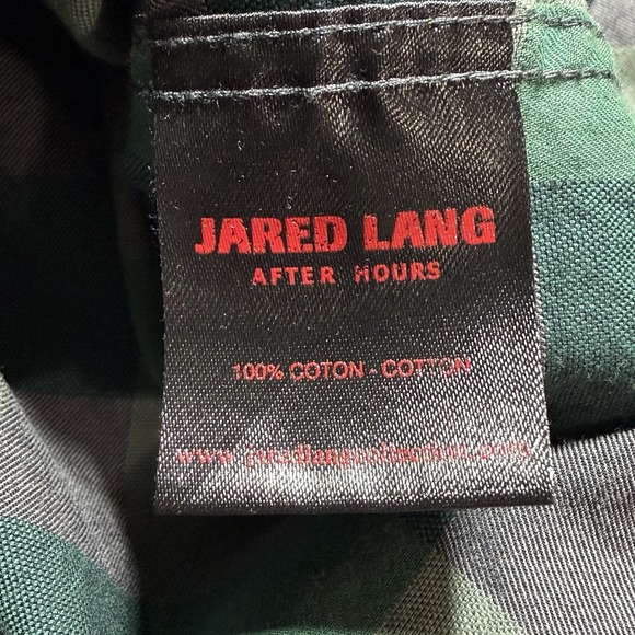 Jared Lang Mens Shirt Medium Green Black Check Long Sleeve Slim Fit Button Up - Picture 5 of 10